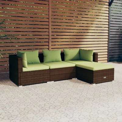 Gossi set mobilier de gradina cu perne, 4 piese, maro, poliratan
