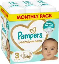 Scutece Pampers Premium Care - Mărimea 3, 6-10 kg, 216 buc