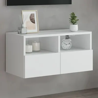 vidaXL Comodă TV de perete, alb, 60x30x30 cm, lemn prelucrat