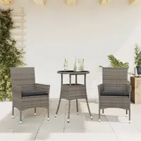 Gossi set mobilier de gradina cu perne 3 piese gri poliratan & sticla