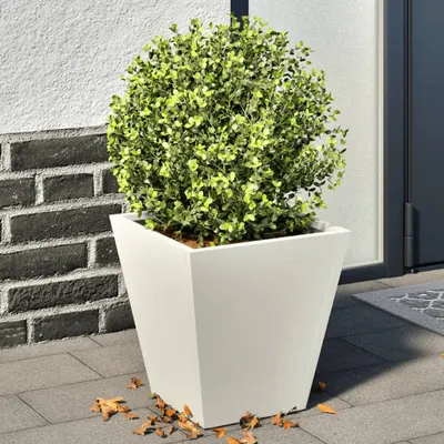Gossi jardiniere de gradina, 2 buc., alb, 30x30x30 cm, otel