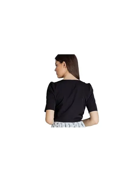 Camasa dama - neagra - scurta - cu decolteu inima - maneci scurte - poliester.