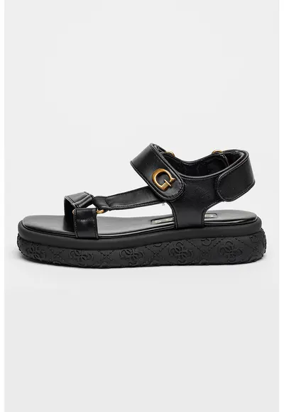 Sandale flatform cu velcro - Negru