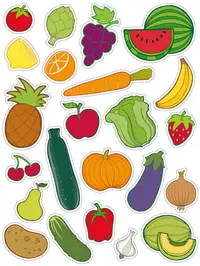 Set stickere APLI - Fructe si legume, 60 bucati