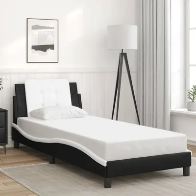 vidaXL Cadru de pat fără saltea Zadar negru și alb 100x200cm piele artificială