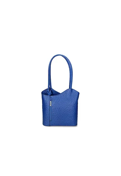 Rucsac de piele cu imprimeu piele de strut - Albastru royal