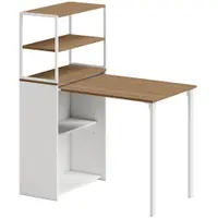 HOMCOM Birou pliant Masă de bucătărie cu 4 rafturi Birou pentru computer Masă de lucru Masă pentru laptop 105 x 60 x 127 cm Lemn natural | Aosom Romania