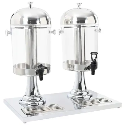 vidaXL Dozator dublu de suc din oțel inoxidabil 2 x 8 L