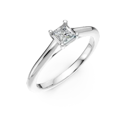 Inel de logodna din platina cu un diamant princess solitaire de 0.3ct