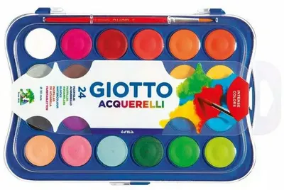 Vopsele de acuarelă Giotto - 24 culori , cu o perie