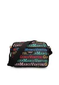 Geanta crossbody de piele ecologica cu logo Elora Pro - Verde/Negru/Roz pal
