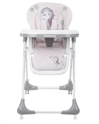 Scaun de masa pentru copii Sweet Nature Beige Bird cu inaltime reglabila, pliabil, spatar reglabil, roti,husa impermeabila detasabila, suport picioare reglabil, tavita dubla,centuri de siguranta,sistem siguranta antialunecare