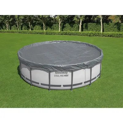 Bestway Husă pentru piscină Ø4,27 m Rotund Poliester Gri