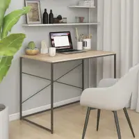Gossi birou de computer, negru/stejar, 110x60x70 cm, lemn prelucrat