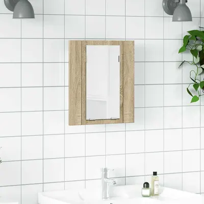 vidaXL Dulap de baie cu oglindă și LED, stejar Sonoma, 40x12x45 acril