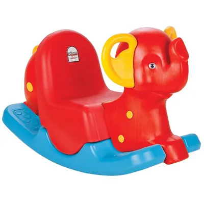 Balansoar pentru copii Pilsan Happy Elephant red cu spatar inalt ,sistem de siguranta anti-rasturnare, manere ergonomice, recomandat de la 3 ani