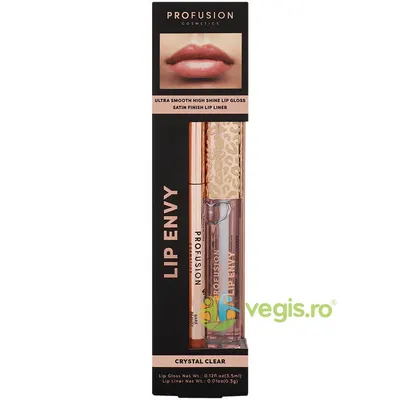 Set Lip Envy Crystal Clear: Luciu de Buze Ultra Neted si Lucios 3.5ml + Creion de Buze cu Finish Satinat 0.3g