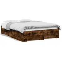 Gossi cadru pat cu sertare stejar fumuriu 140x190 cm lemn prelucrat