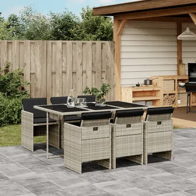 Gossi set mobilier de gradina cu perne, 7 piese gri deschis poliratan