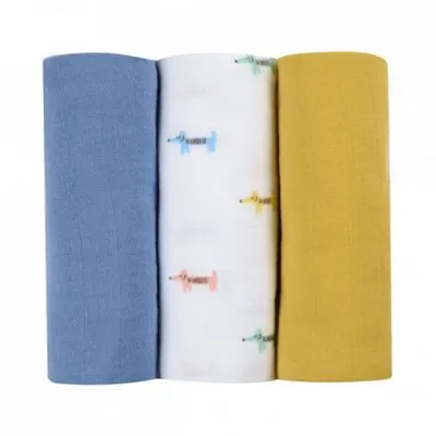 Set 3 Museline Beaba bumbac organic 70x70 cm Teckel Beige
