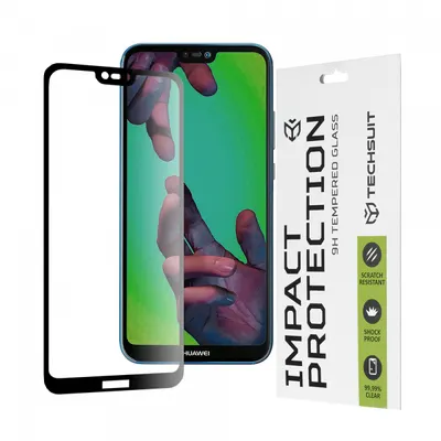 Folie de protectie Ecran Techsuit pentru Huawei P20 Lite, Sticla Securizata, Full Glue, 111D, Neagra