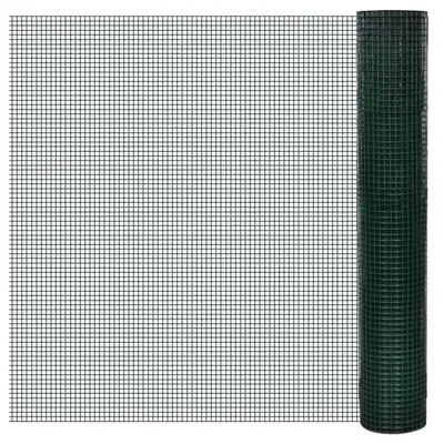 vidaXL Plasă de sârmă găini, verde, 25 x 1 m, oțel galvanizat cu PVC