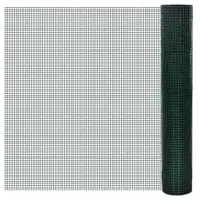 vidaXL Plasă de sârmă găini, verde, 25 x 1 m, oțel galvanizat cu PVC