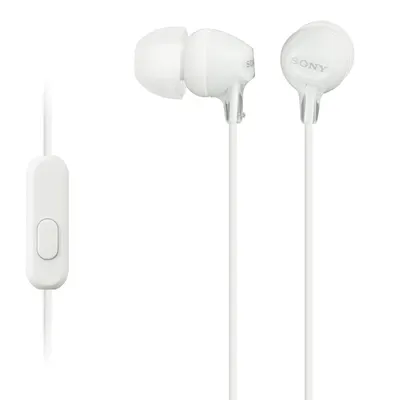 Căști cu microfon Sony - MDR-EX15AP, albe