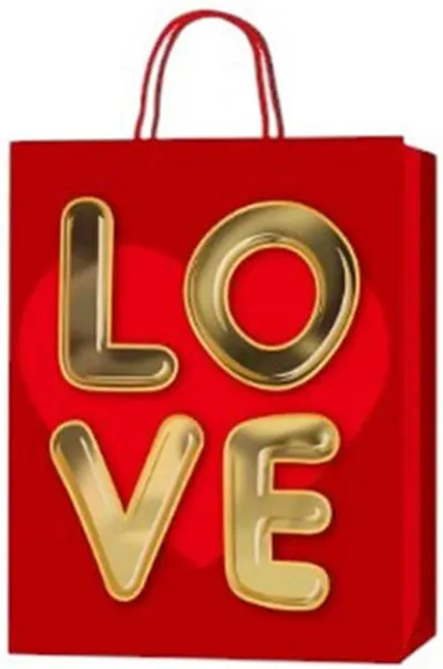 Pungă cadou Love - 18 х 23 х 8 cm, auriu