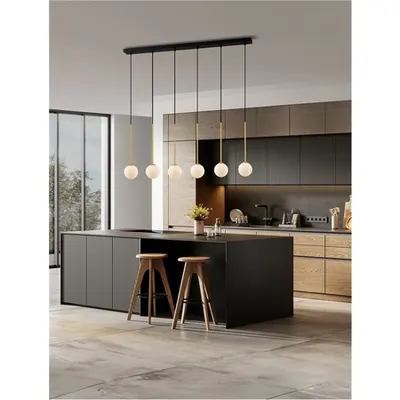 Lampa suspendata SAVOY Satin Auriu & Mat Negru Metal Alb Opal Sticla LED G9 6x5 Wat 220-240 Volt IP20 Fara bec