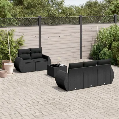 Gossi set mobilier de gradina cu perne, 6 piese, negru, poliratan