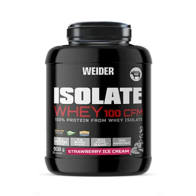 Pudră proteică Weider Isolate Whey 100 CFM, căpșuni, 908 g