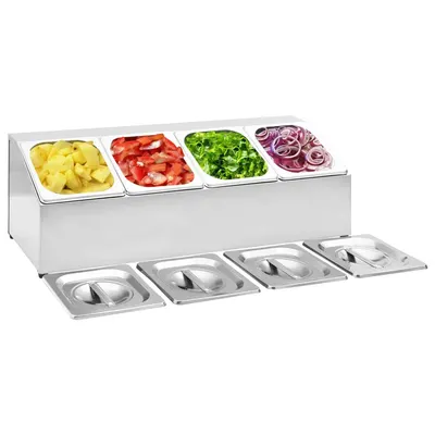 vidaXL Recipient Gastronorm cu 4 secțiuni GN 1/6 oțel inoxidabil