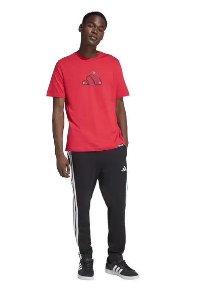 Tricou de bumbac cu imprimeu pe piept Motorsport - Alb/Negru/Rosu vermillion