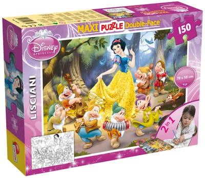 Puzzle cu două fețe Lisciani pentru colorare 150 piese - Albă ca Zăpada