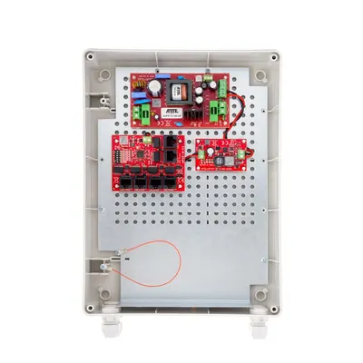 Kit buffer switch PoE pentru 5 camere IP ATTE Power IPUPS-5-11-XL2, 6 porturi, 72 W, sigurante electronice, long range
