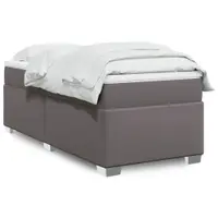 Gossi pat box spring cu saltea, gri, 80x200 cm, piele ecologica