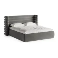 Pat matrimonial gri tapițat cu spațiu de depozitare cu somieră 180x200 cm Mount – Micadoni