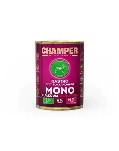 Hrana umeda monoproteica CHAMPER Gastro pentru caini 400 g cu vita