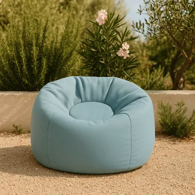 Fotoliu tip puf Premium pentru copii MeowBaby Floreo Cloudberry Sky Blue Bean bag