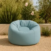 Fotoliu tip puf Premium pentru copii MeowBaby Floreo Cloudberry Sky Blue Bean bag
