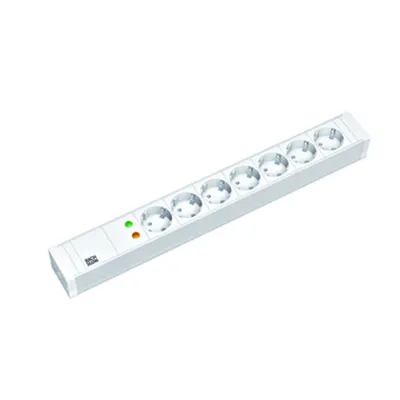 PDU19'' 7xSchuko Alb, 2 m fisa Schuko, PVC,prot.