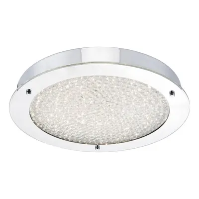 Plafoniera Peta Large Flush Bathroom Polished Chrome Crystal Light LED IP44