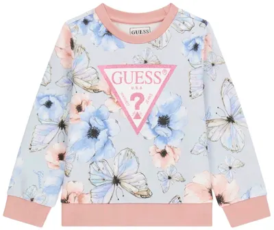 Hanorac cu mânecă lungă Guess - Cu flori și fluturi, multicolor, 12 luni