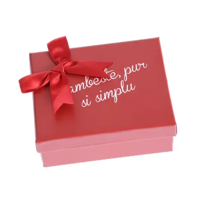 Cutie de cadou rosie cu mesaj 10 cm