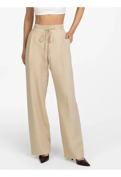 Pantaloni din amestec de in - Bej