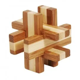 Joc logic IQ din lemn bambus în cutie metalică-6