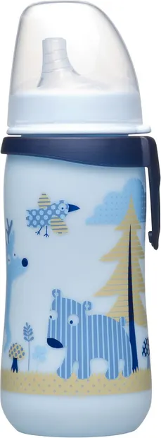 Biberon cu vârf dur NIP - First Cup, 330 ml, albastru