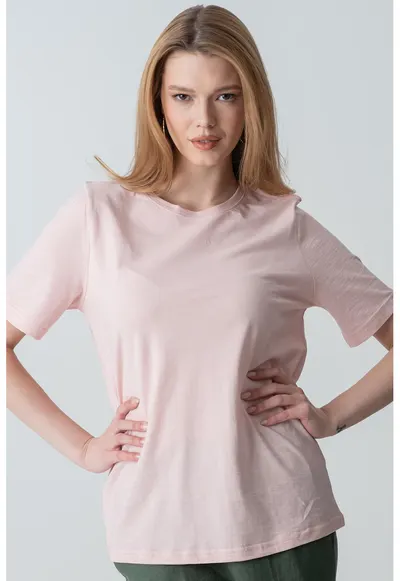 Tricou relaxed fit de bumbac - Roz pal