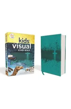Niv, Kids' Visual Study Bible, Leathersoft, Teal, Full Color Interior: Explore the Story of the Bible---People, Places, and History